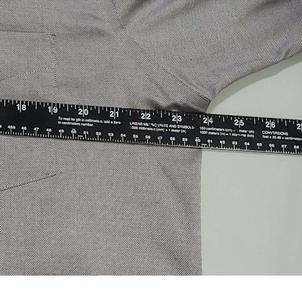 Sanford Wrikle-free 16 1/2 Solid Gray Button Up Long Sleeve Dress Shirt Mens - Picture 10 of 12
